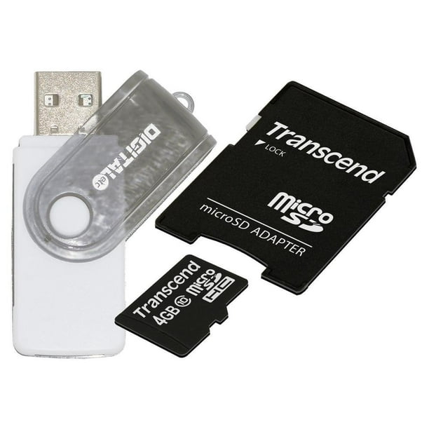 DigitalEtc 4GB Transcend Class 10 Micro SD Card with Adapter and 9-in-1 High-Speed USB Card Reader Set 